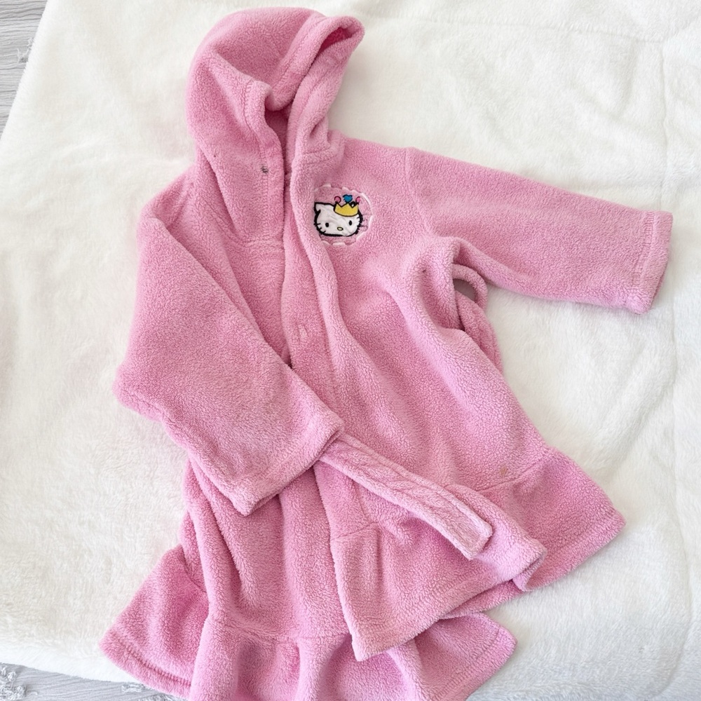 Vintage Hello Kitty girls pink fleece hoodies robe size 2